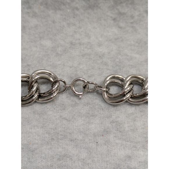 Chunky Chain Necklace Silver Tone Double Twisted Chain Chocker Necklace 16" VTG - Picture 2 of 5